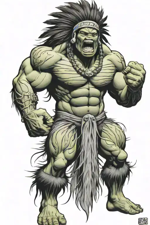 Full Body Hulk Indian Chief Angry Yelling