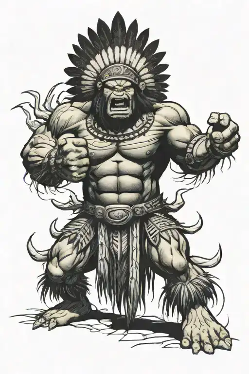 Full Body Hulk Indian Chief Angry Yelling