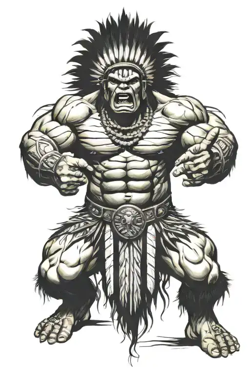 Full Body Hulk Indian Chief Angry Yelling