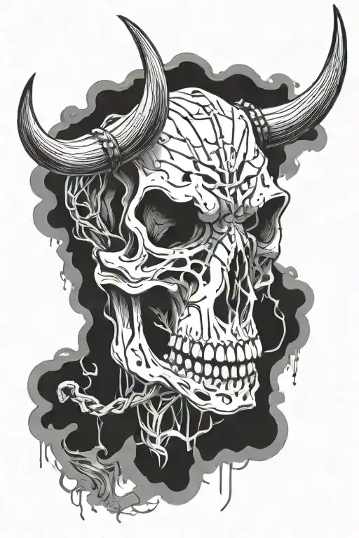 Bull Skull Barbwire Turns Into Smoke