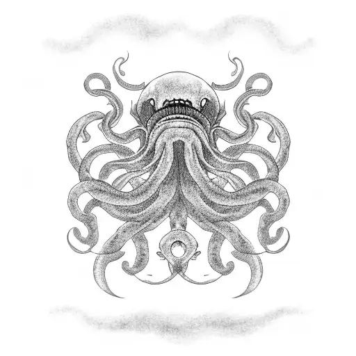 Menacing Kraken In Black Style