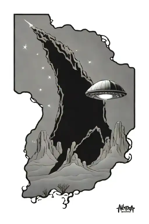 Psychedelic Ufo Nevada Desert Landscape