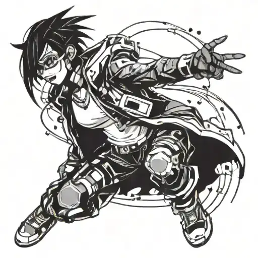 A Futuristic Cyberpunk Anime Character Dancing At A Rave Party