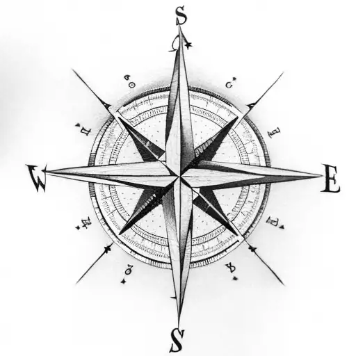Compass Rose With Forest