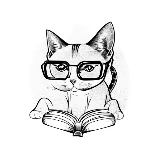 A Cat Wearing Glasses And Reading A Book While Floating In Space