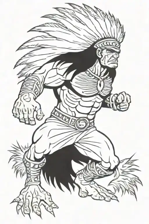 Native American Chief Feathers Full Body Hulk Mutant Angry Roaring