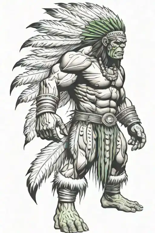 Native American Chief Feathers Full Body Hulk Mutant Angry Roaring