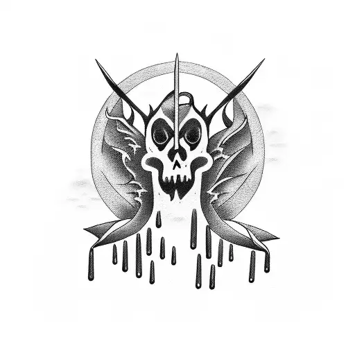 Sad Demon Under Rain Of Pain