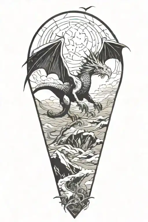 A Fierce Dragon Battling A Bird Of Prey In A Post-apocalyptic Landscape