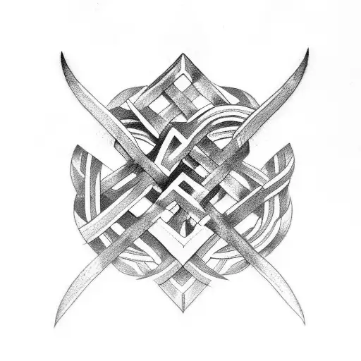 Nordic Runes Intertwined With Raven Feathers