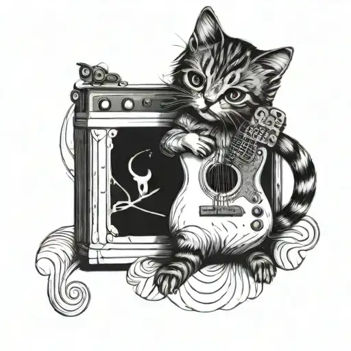 Little Kitty And Guitar Made