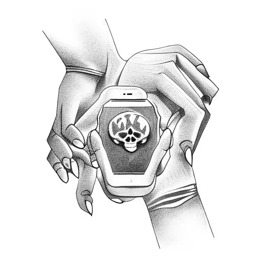Skeleton Hand Holding Phone