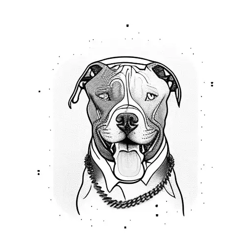 Pitbull On Chain Held By Man