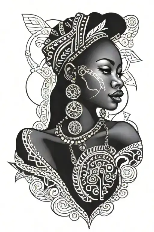 Pretty Traditional African Tattoo With African Patterns