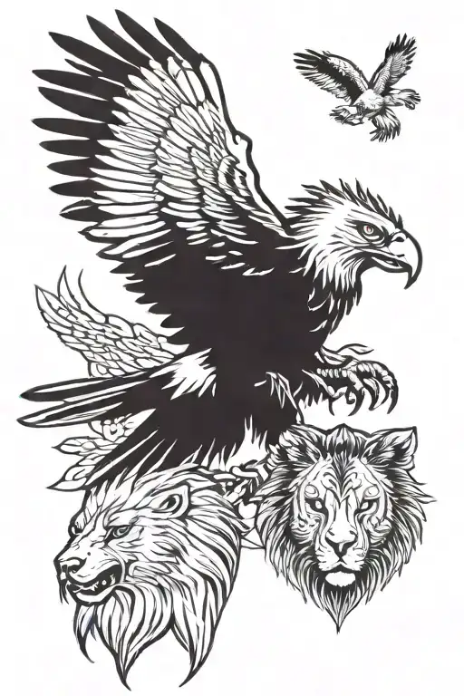 Eagle With Wolf An Lion