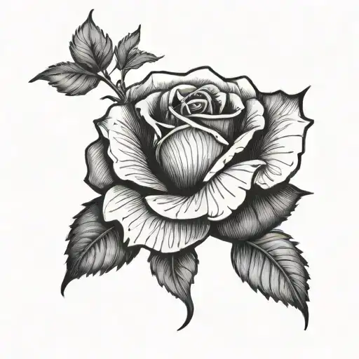 Black Rose Tattoo With No Stem Growing And More Petals