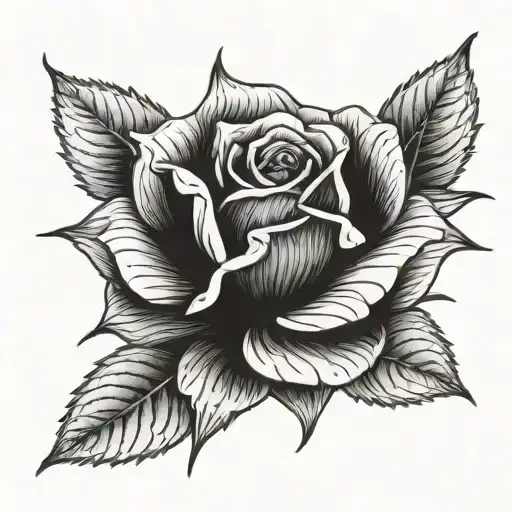 Black Ink Only Black Rose Tattoo With No Stem Growing And More Petals