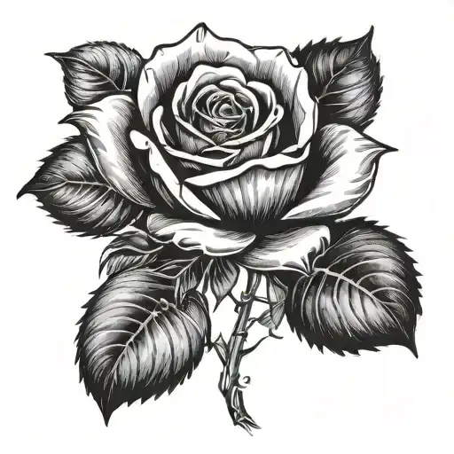 Pure Black Ink Black Rose With No Stems And Tattoo Facing Out