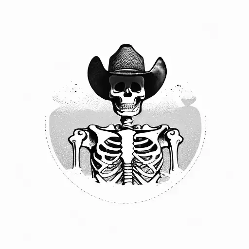 Skeleton Cowboy In Desert