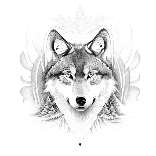 Mystical Forest With A Majestic Wolf