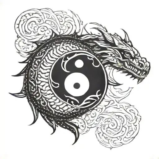 Ying Yang Symbol Formed Dragoon Jiu Jitsu