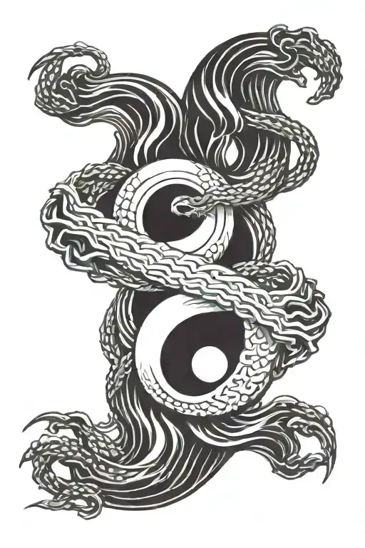 Ying Yang Symbol Formed Dragoon Jiu Jitsu Belt Intertwined