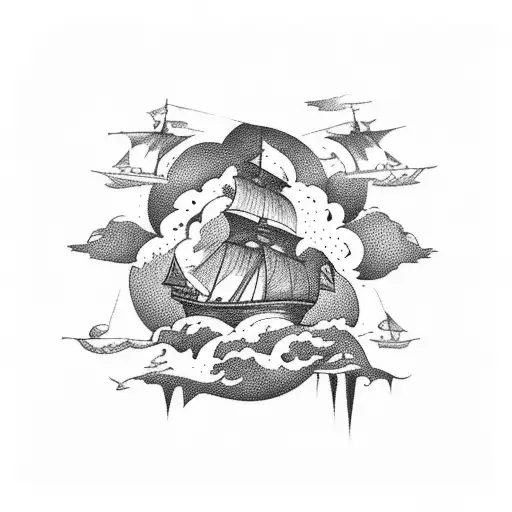 A Majestic Pirate Ship Sailing Through Towering Waves