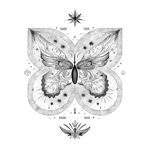 A Celestial Map With The Client's Zodiac Sign Highlighted And Adorned With Butterflies And Flowers