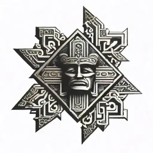 Cross With Aztec Symbols