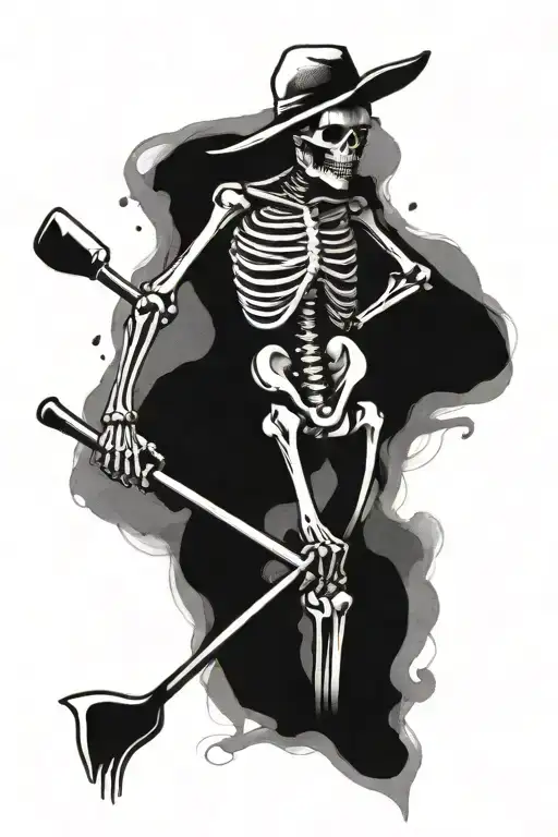 Skeleton Holding Shovel Pouring Dirt