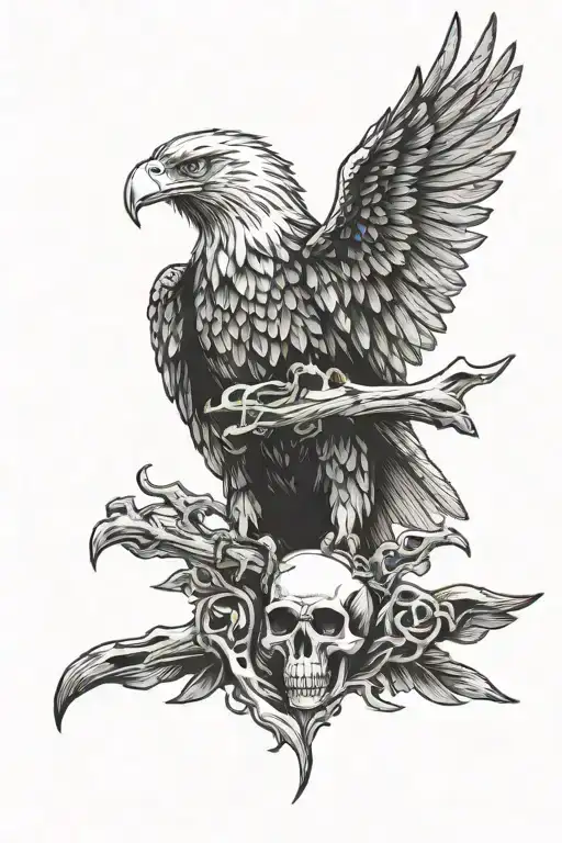 Eagle Holding Skull Half Alive Half Dead