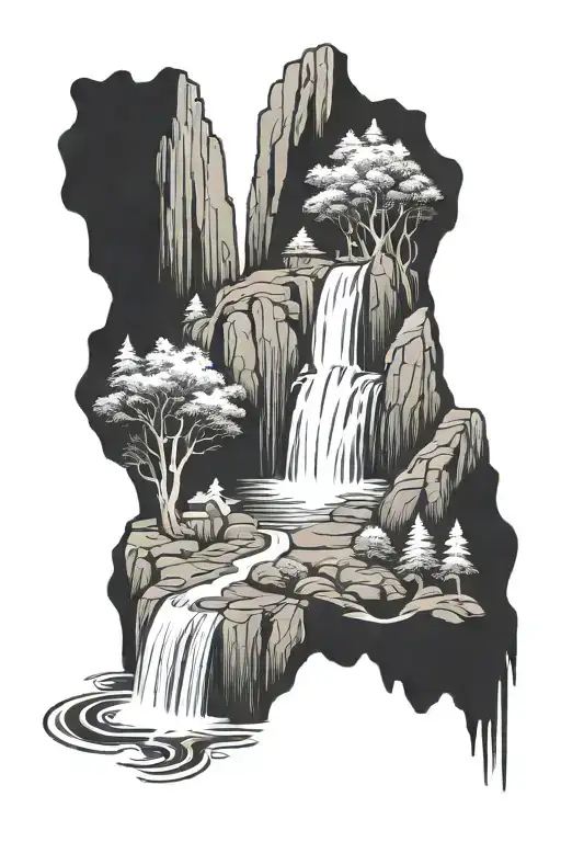 Castle In The Rock Waterfall Cascading