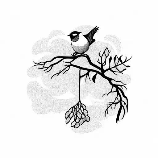 Bird On Branch With Berries