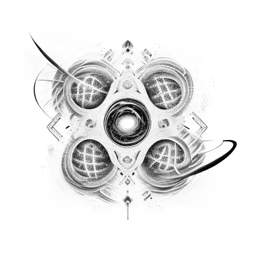 A Guitar Engulfed In A Swirling Nebula Of Sci-fi Horror Movie Scenes