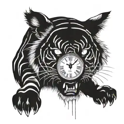 Tiger And Clock Hands