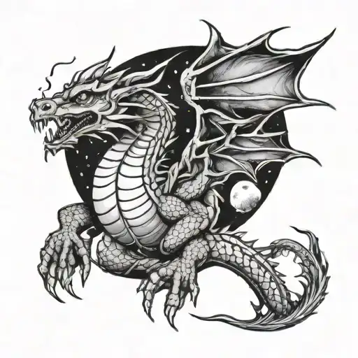 Dragon Trying To Reach The Moon