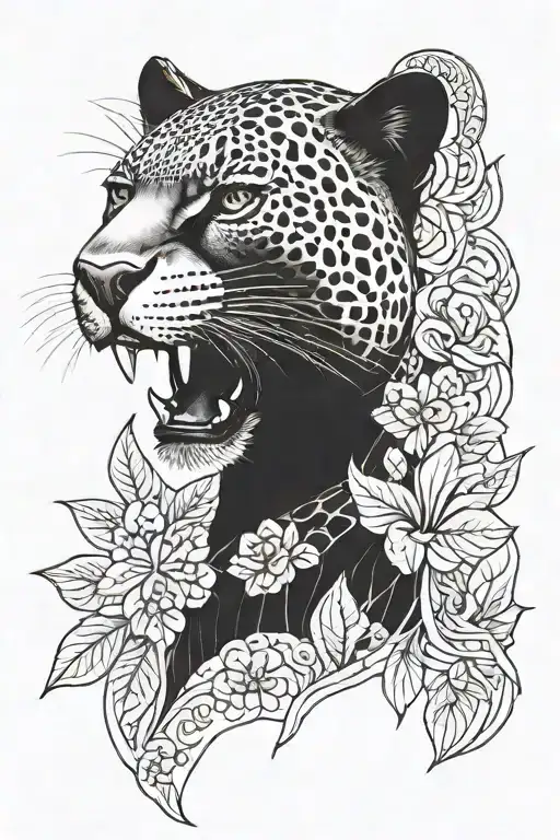 Black And White Panther With Between