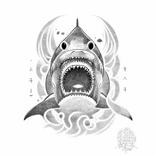 Shark In A Traditional Japanese Wave Design
