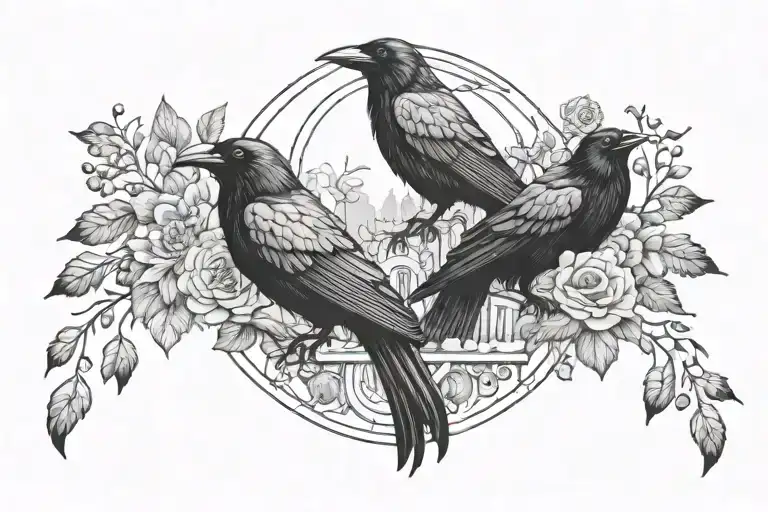 Fairy Garden And Raven Forearm Half Sleeve