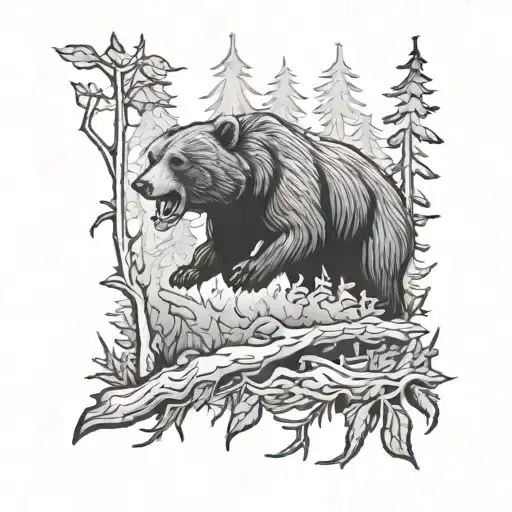 Bear Yelling In The Forest