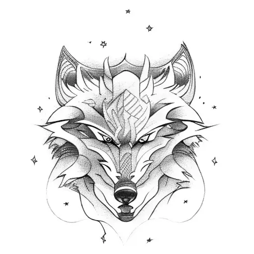 A Fierce Lonewolf Riding A Motorbike Through A Moonlit Forest