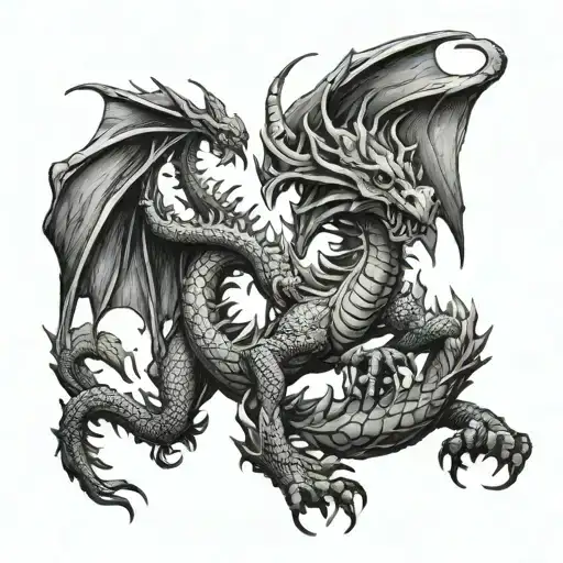 Dragon Emerging Victoriously From Battle