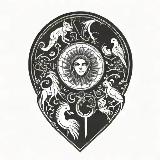 Greek Mythology Inspired Tattoo Featuring Iconic Symbols