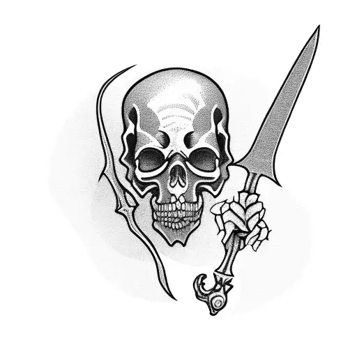 Grim Reaper Holding Hourglass Pointing