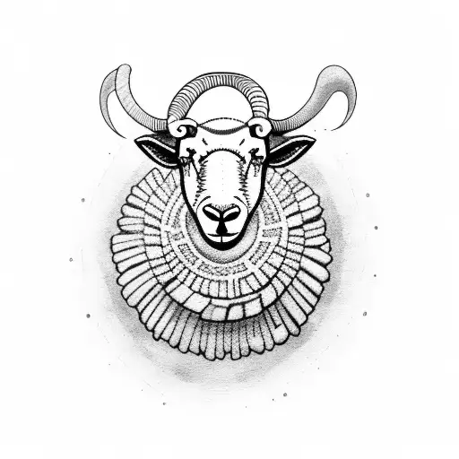 Male Sheep With Wide Horn