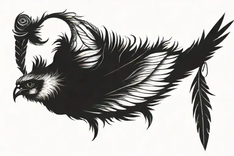 One Wing Tattoo With Phenoix Feathers