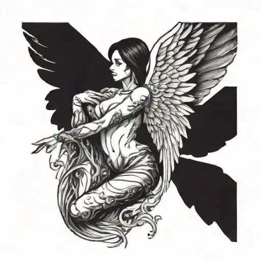 Fallen Angel With Caption