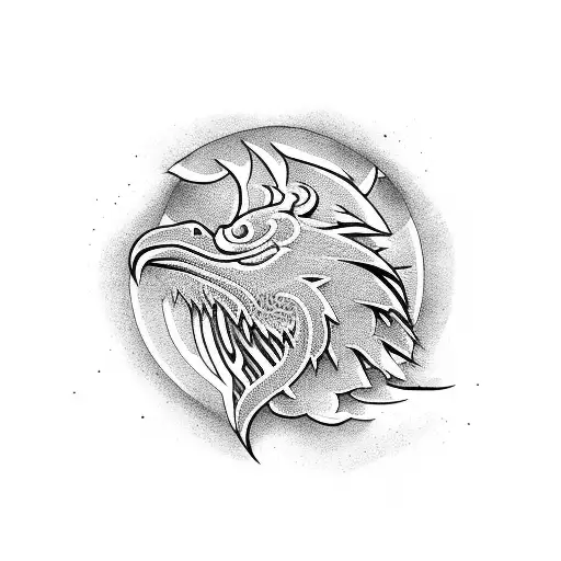 Asian Dragion With Ravens