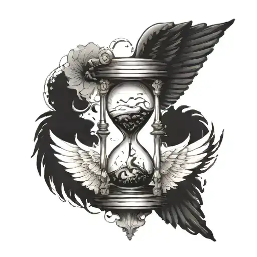 Hourglass With Wings Spread