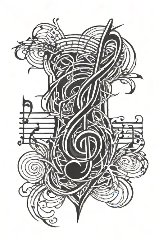 Lightning Bolt With Music Note Intertwined